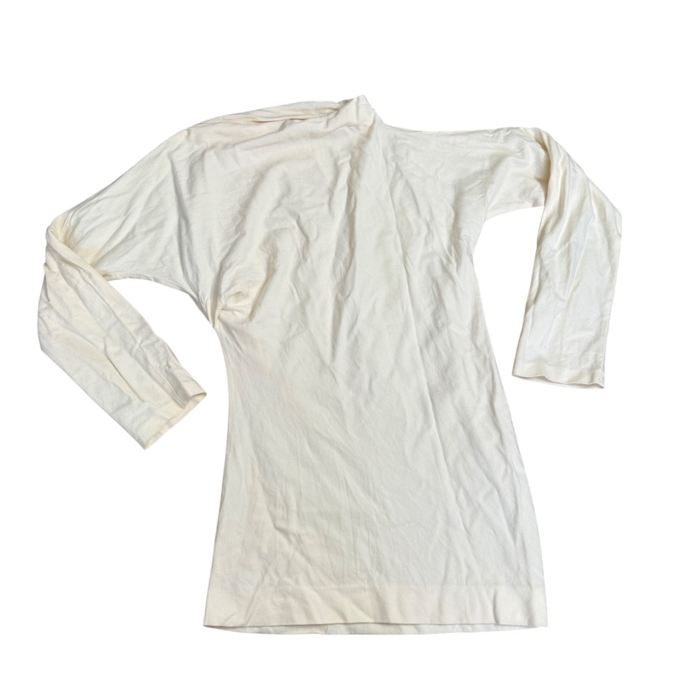 Jil Sander Asymmetrical Draped Top Womens 38 Ivory Good Made in Italy Jersey